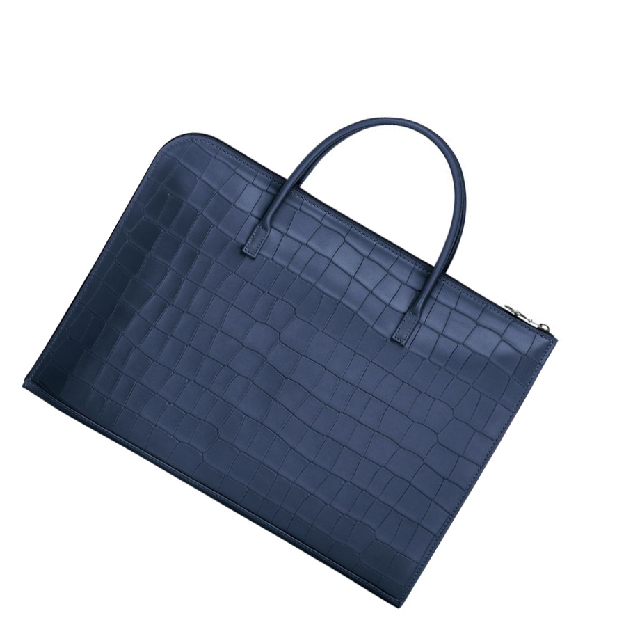 Aktówki Damskie Longchamp Croco Block S Granatowe | PL-527OQEF