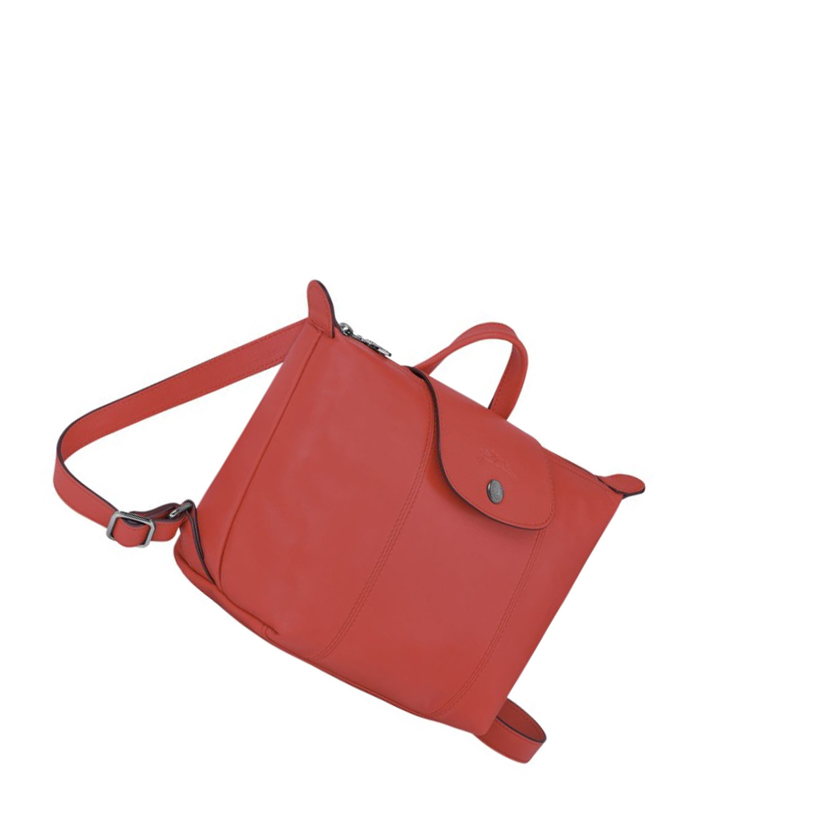 Plecaki Damskie Longchamp Le Pliage Cuir Czerwone | PL-325WRSN