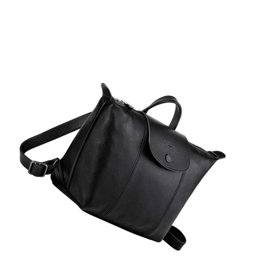 Plecaki Damskie Longchamp Le Pliage Cuir Czarne | PL-493HQKY