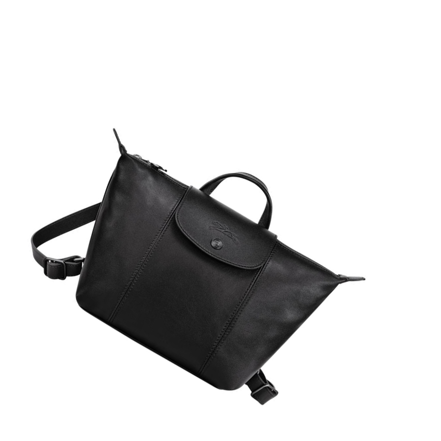 Plecaki Damskie Longchamp Le Pliage Cuir Czarne | PL-493HQKY