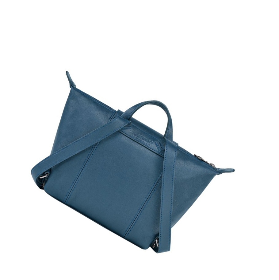 Plecaki Damskie Longchamp Le Pliage Cuir Niebieskie | PL-901JDFX