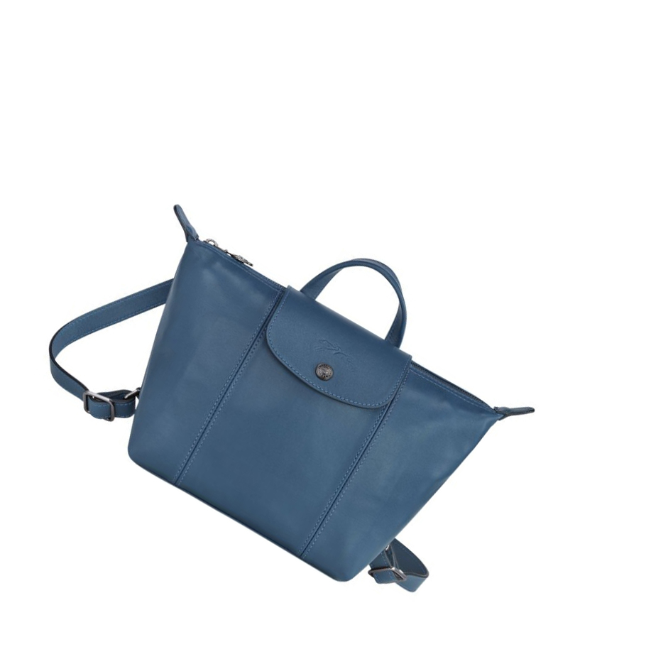 Plecaki Damskie Longchamp Le Pliage Cuir Niebieskie | PL-901JDFX