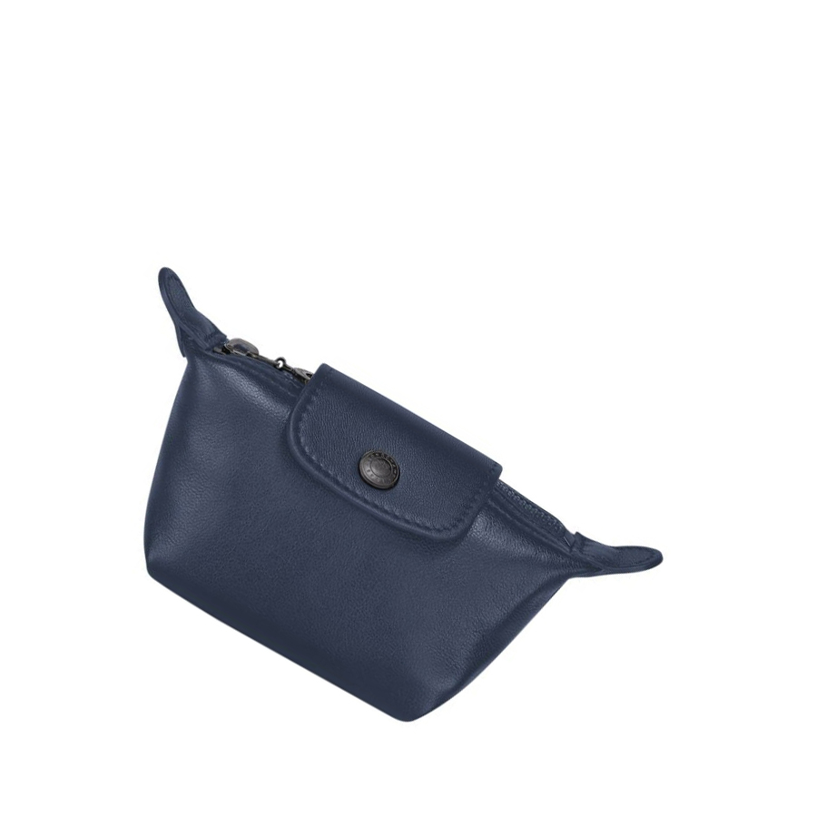 Portmonetki Damskie Longchamp Le Pliage Cuir Granatowe | PL-832TKIC