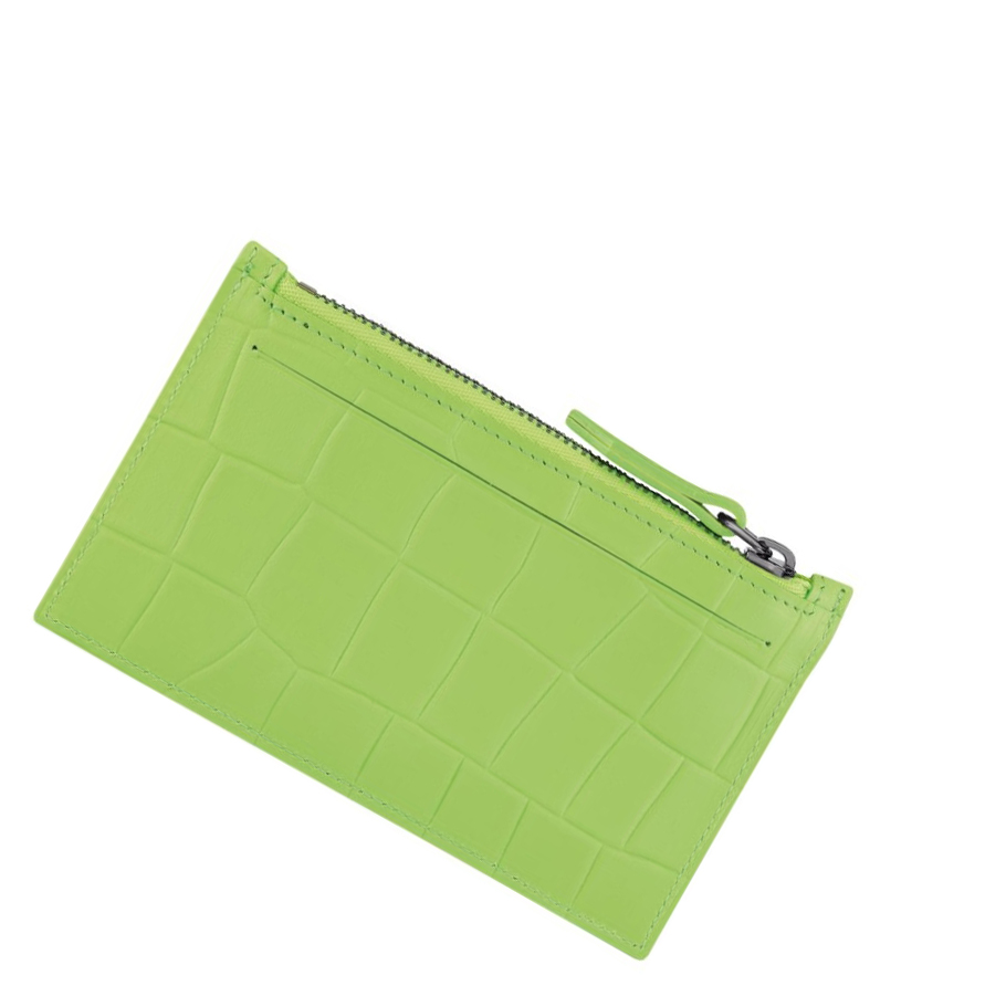 Portmonetki Męskie Longchamp Croco Block Zielone | PL-381IEMN