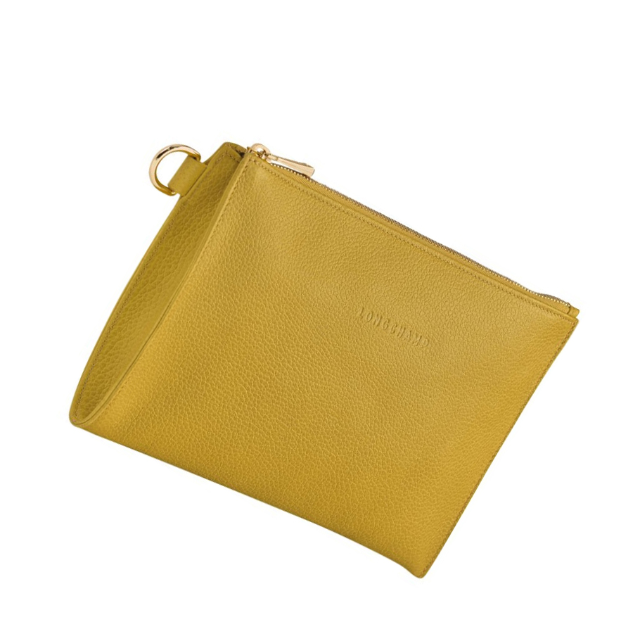 Pouches Damskie Longchamp Le Foulonné Żółte | PL-741XKCS