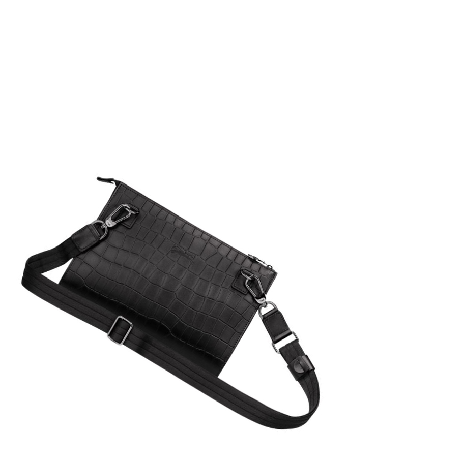 Torba Crossbody Damskie Longchamp Croco Block Czarne | PL-914XCQU