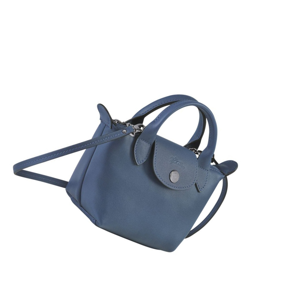 Torba Crossbody Damskie Longchamp Le Pliage Cuir Niebieskie | PL-452XKLS