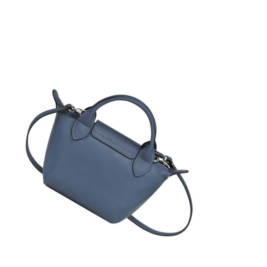 Torba Crossbody Damskie Longchamp Le Pliage Cuir Niebieskie | PL-452XKLS