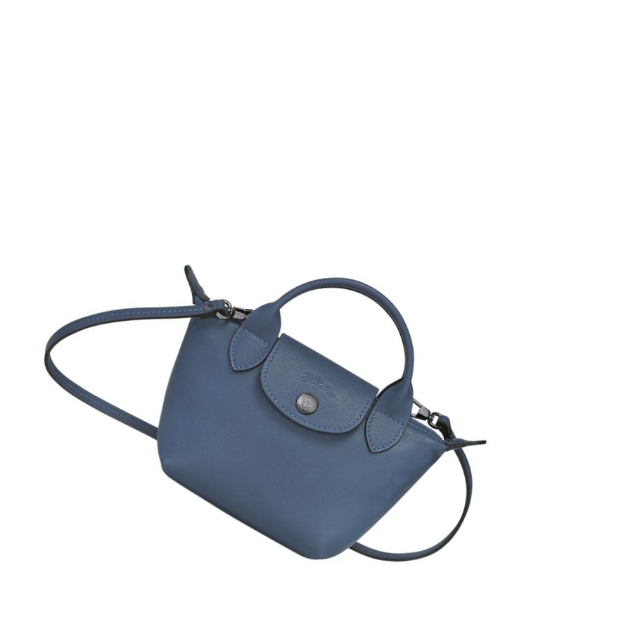 Torba Crossbody Damskie Longchamp Le Pliage Cuir Niebieskie | PL-452XKLS