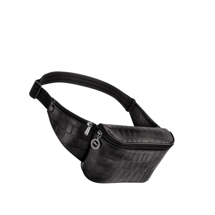 Torba Na Talię Damskie Longchamp Croco Block Czarne | PL-982QYSX