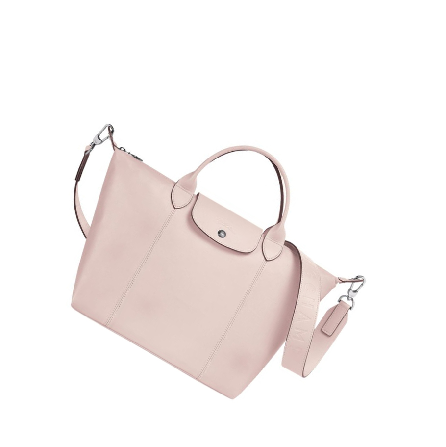 Torebki Damskie Longchamp Le Pliage Cuir M Różowe | PL-013GMAZ