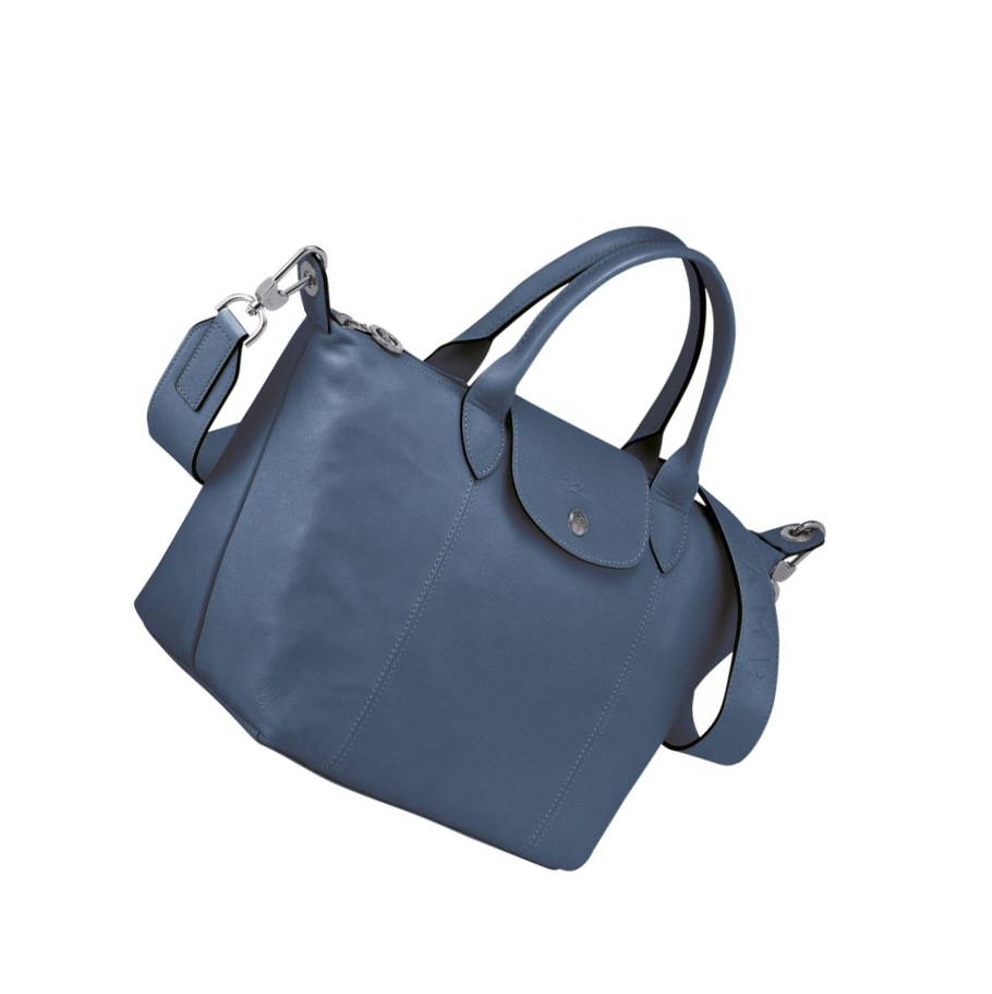 Torebki Damskie Longchamp Le Pliage Cuir S Niebieskie | PL-341LQXP