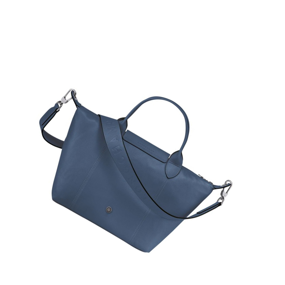 Torebki Damskie Longchamp Le Pliage Cuir S Niebieskie | PL-341LQXP