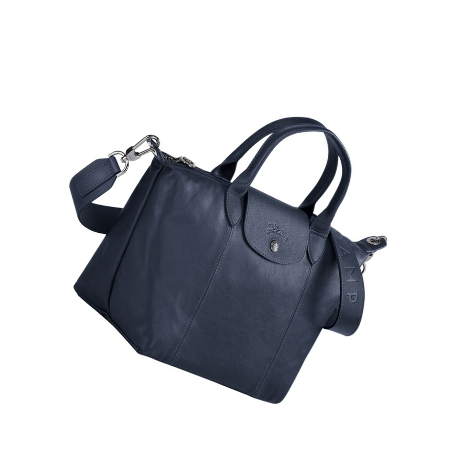 Torebki Damskie Longchamp Le Pliage Cuir S Granatowe | PL-365HIXP