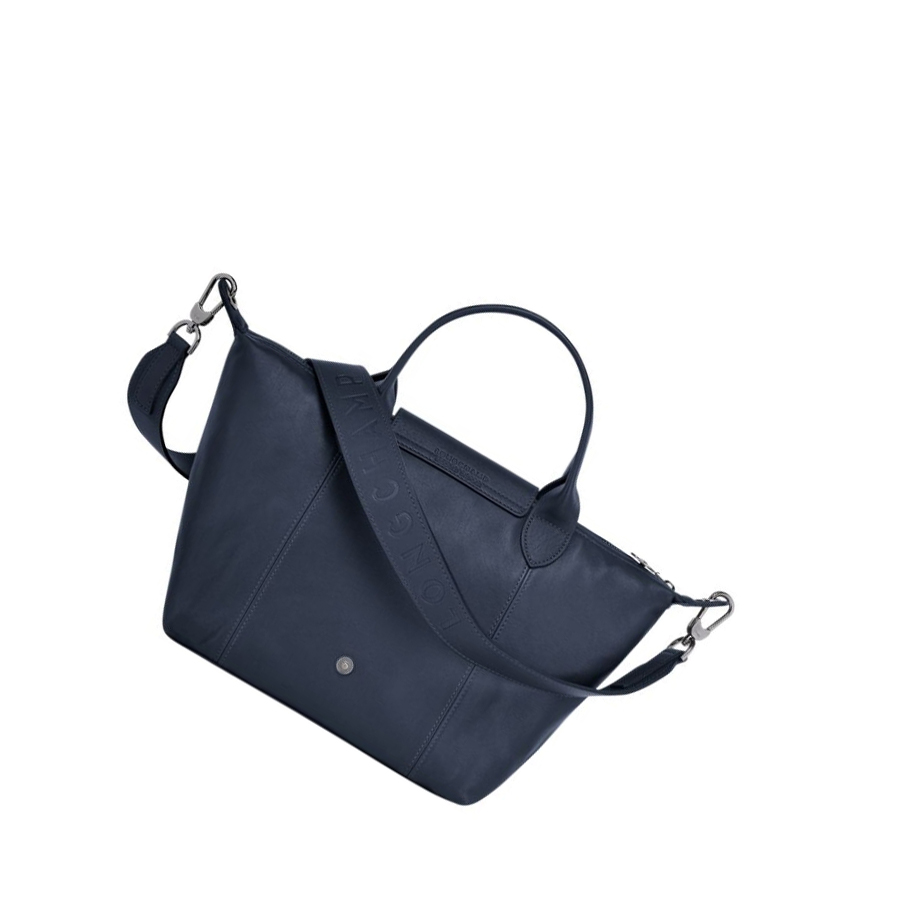 Torebki Damskie Longchamp Le Pliage Cuir S Granatowe | PL-365HIXP