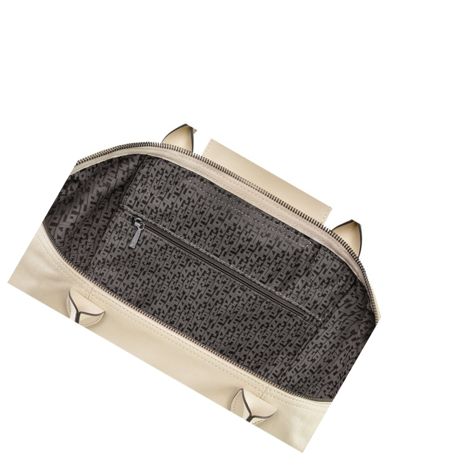 Torebki Damskie Longchamp Le Pliage Cuir M Beżowe | PL-461EKYS