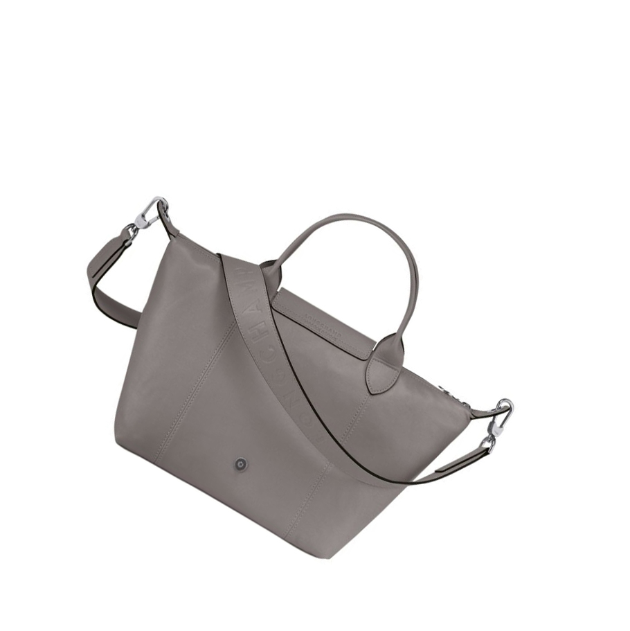 Torebki Damskie Longchamp Le Pliage Cuir S Szare | PL-521AINT