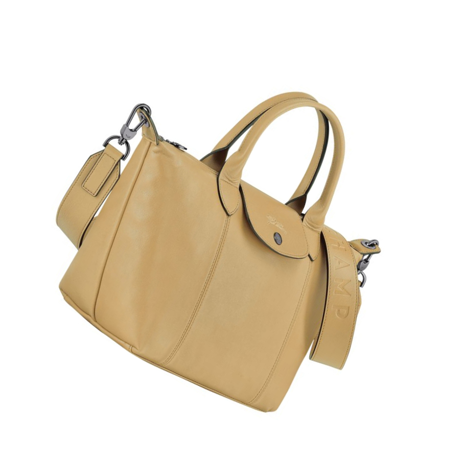 Torebki Damskie Longchamp Le Pliage Cuir S Beżowe | PL-532ABRK