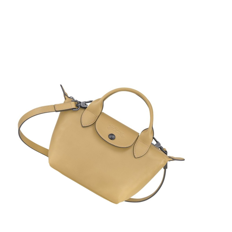 Torebki Damskie Longchamp Le Pliage Cuir XS Beżowe | PL-542VUQI