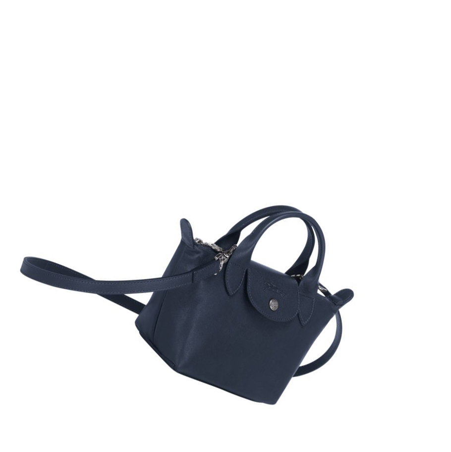 Torebki Damskie Longchamp Le Pliage Cuir XS Granatowe | PL-582ORQM