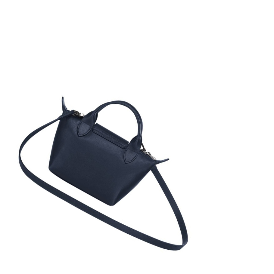 Torebki Damskie Longchamp Le Pliage Cuir XS Granatowe | PL-582ORQM