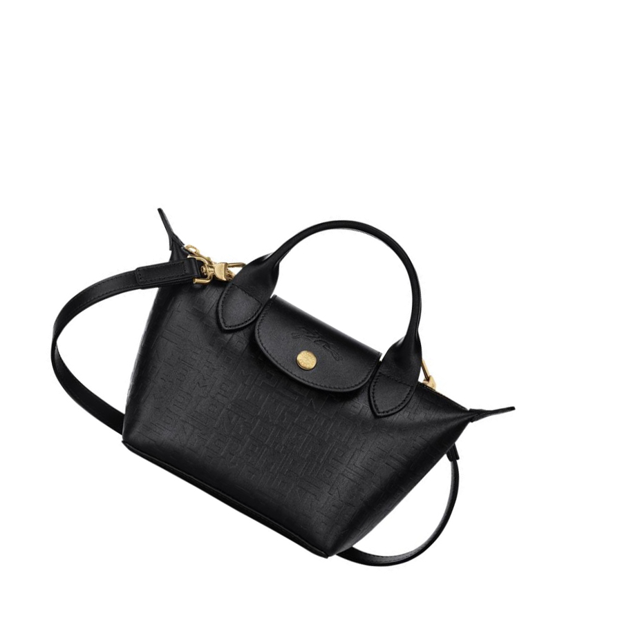 Torebki Damskie Longchamp Le Pliage Cuir Lgp XS Czarne | PL-604OTDK