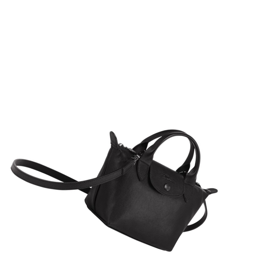 Torebki Damskie Longchamp Le Pliage Cuir XS Czarne | PL-643OQYT