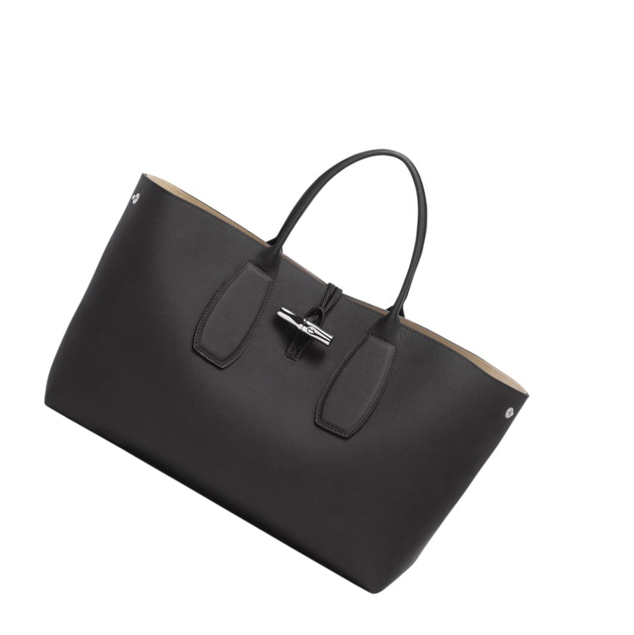 Torebki Damskie Longchamp Roseau L Czarne | PL-310JRES