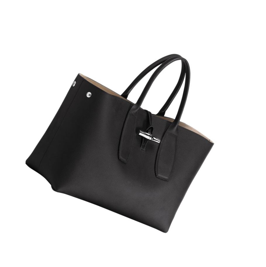 Torebki Damskie Longchamp Roseau L Czarne | PL-310JRES