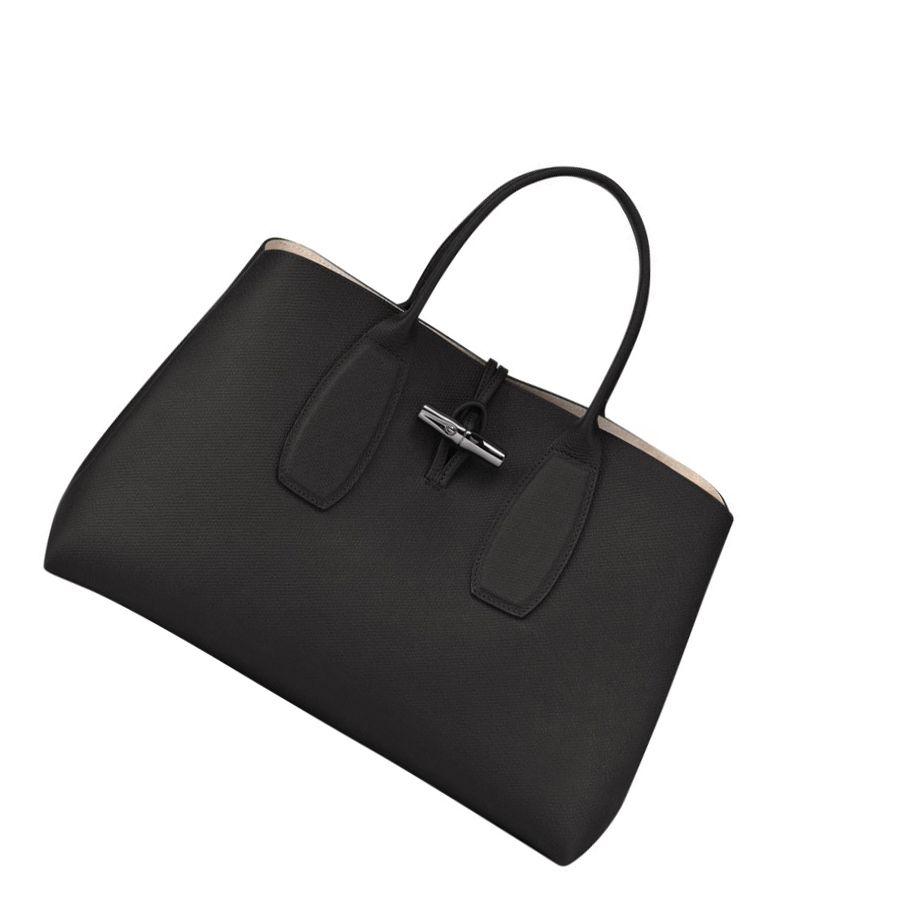 Torebki Damskie Longchamp Roseau L Czarne | PL-310JRES