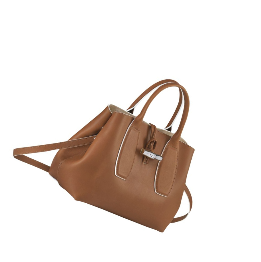 Torebki Damskie Longchamp Roseau M Brązowe | PL-529OVCZ