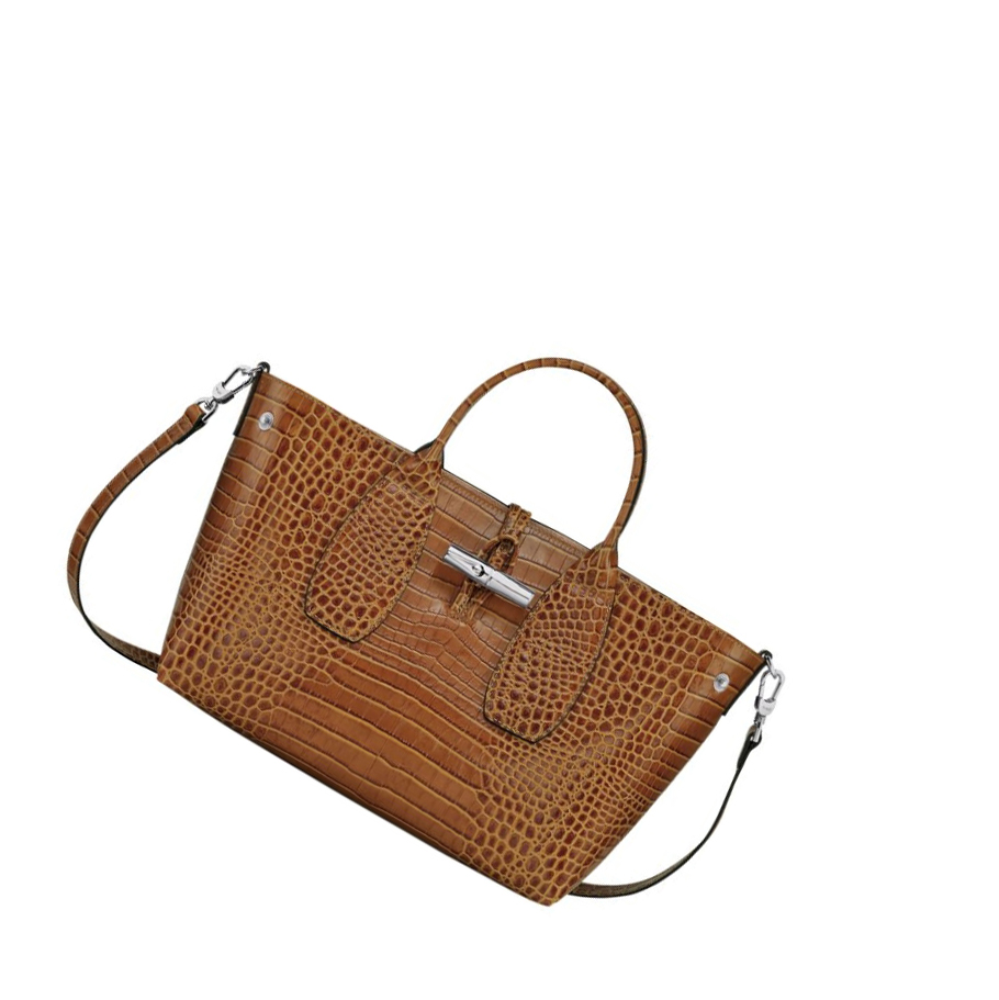 Torebki Damskie Longchamp Roseau M Brązowe | PL-794LIKU