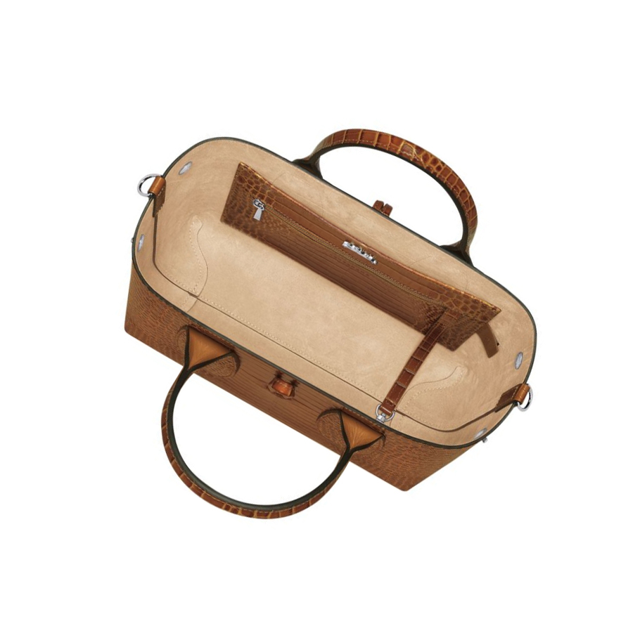 Torebki Damskie Longchamp Roseau M Brązowe | PL-794LIKU