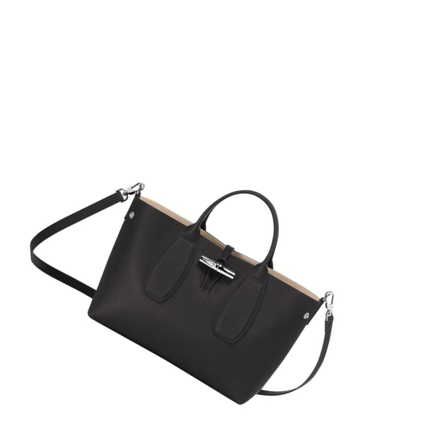 Torebki Damskie Longchamp Roseau M Czarne | PL-346ZJLN