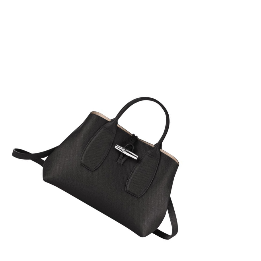 Torebki Damskie Longchamp Roseau M Czarne | PL-346ZJLN