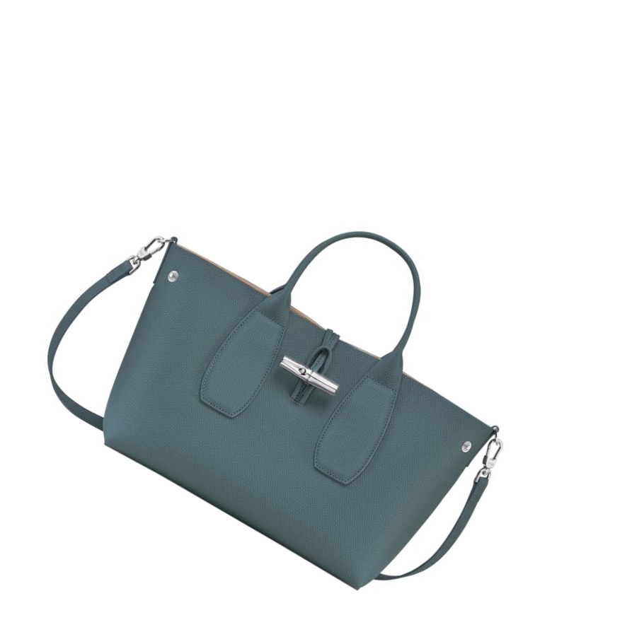 Torebki Damskie Longchamp Roseau M Niebieskie | PL-630APIN