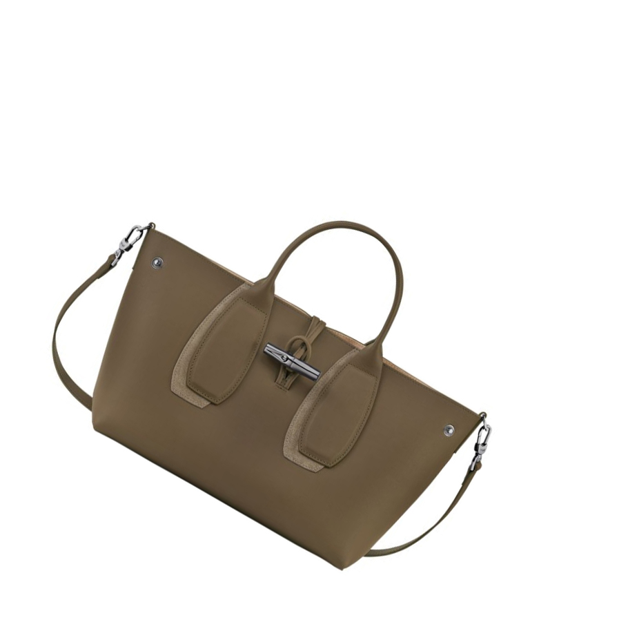 Torebki Damskie Longchamp Roseau Shadow M Brązowe | PL-732SIUN