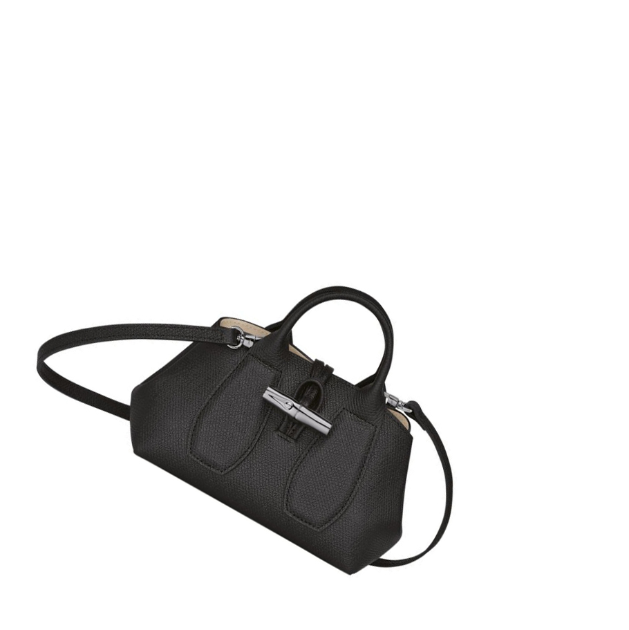 Torebki Damskie Longchamp Roseau XS Czarne | PL-874IQUK