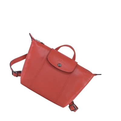 Plecaki Damskie Longchamp Le Pliage Cuir Czerwone | PL-325WRSN