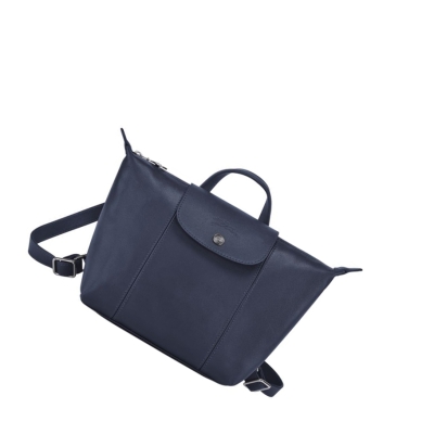 Plecaki Damskie Longchamp Le Pliage Cuir Granatowe | PL-482PYDX