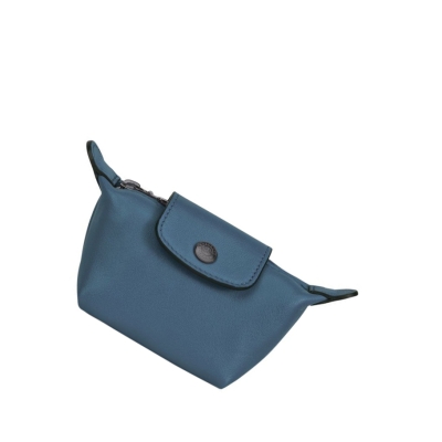 Portmonetki Męskie Longchamp Le Pliage Cuir Niebieskie | PL-489CFHL