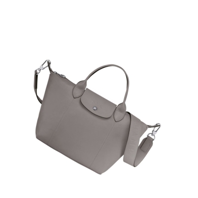 Torebki Damskie Longchamp Le Pliage Cuir S Szare | PL-521AINT