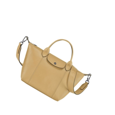 Torebki Damskie Longchamp Le Pliage Cuir S Beżowe | PL-532ABRK