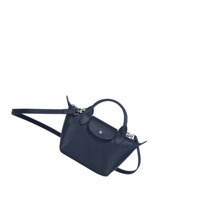 Torebki Damskie Longchamp Le Pliage Cuir XS Granatowe | PL-582ORQM