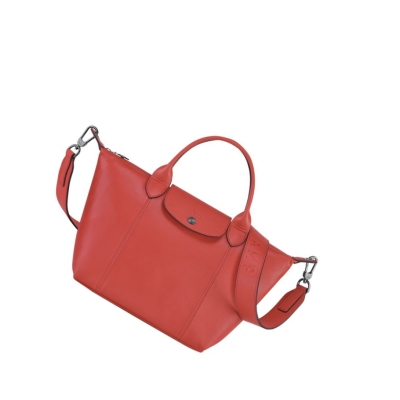 Torebki Damskie Longchamp Le Pliage Cuir S Czerwone | PL-726XTME