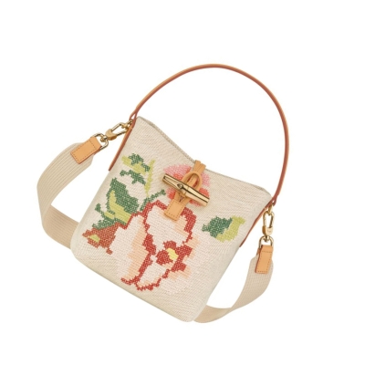 Torebki Damskie Longchamp Roseau Essential Fleurs S Różowe | PL-843SGLH