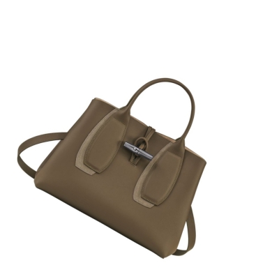 Torebki Damskie Longchamp Roseau Shadow M Brązowe | PL-732SIUN